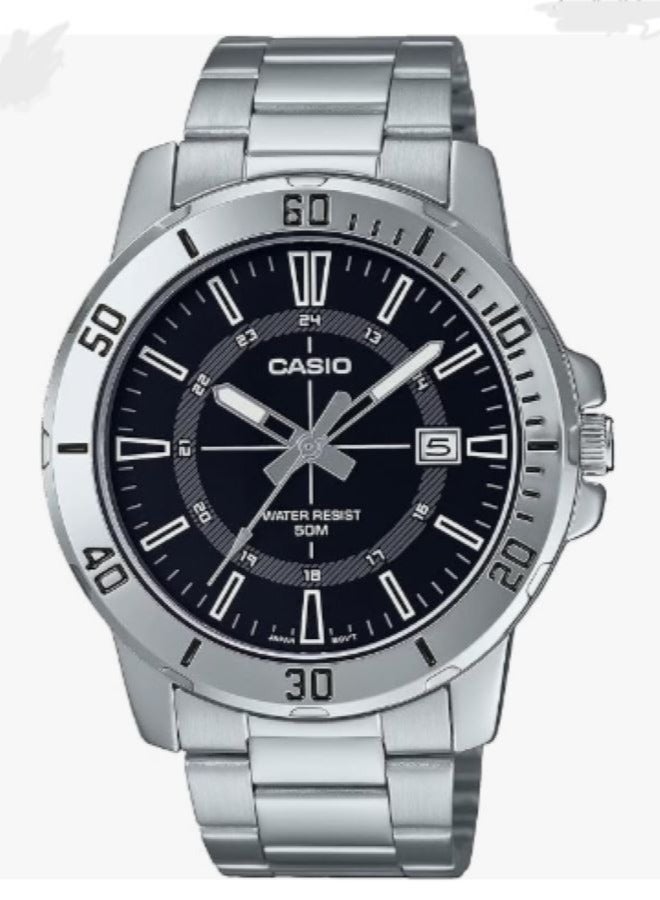 Casio Men's Analog  Watch with Stainless Steel Band MTP-VD01D-1C
