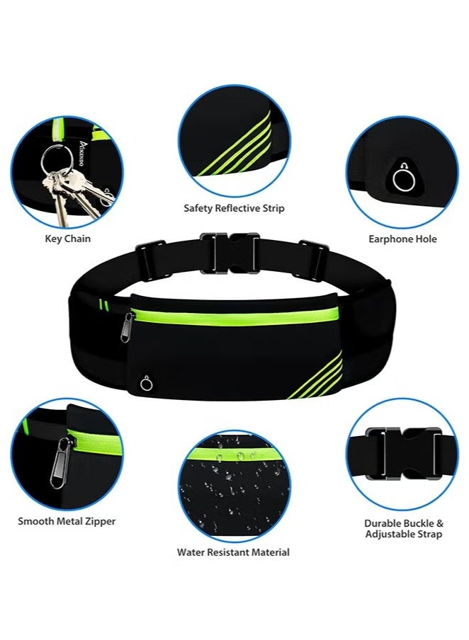 Generic Lightweight Reflective Running Waist Pack - Waterproof Sports Belt for Jogging, Hiking & Cycling | Hands-Free Phone/Money Holder with USB Port (Black, Adjustable)  - Image 2