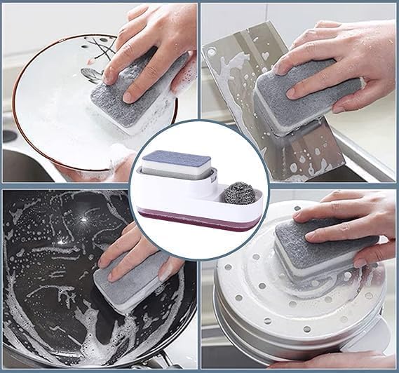 COLESHWAR 2 in 1 Plastic Dishwashing Soap Dispenser Countertop Pump Sink Dishwashing for Kitchen Bathroom Liquid Dish Soap Dispenser Soap Holder - Image 2