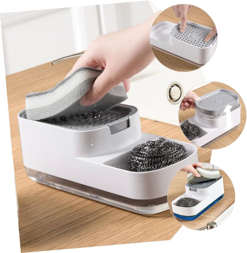 COLESHWAR 2 in 1 Plastic Dishwashing Soap Dispenser Countertop Pump Sink Dishwashing for Kitchen Bathroom Liquid Dish Soap Dispenser Soap Holder - Image 4