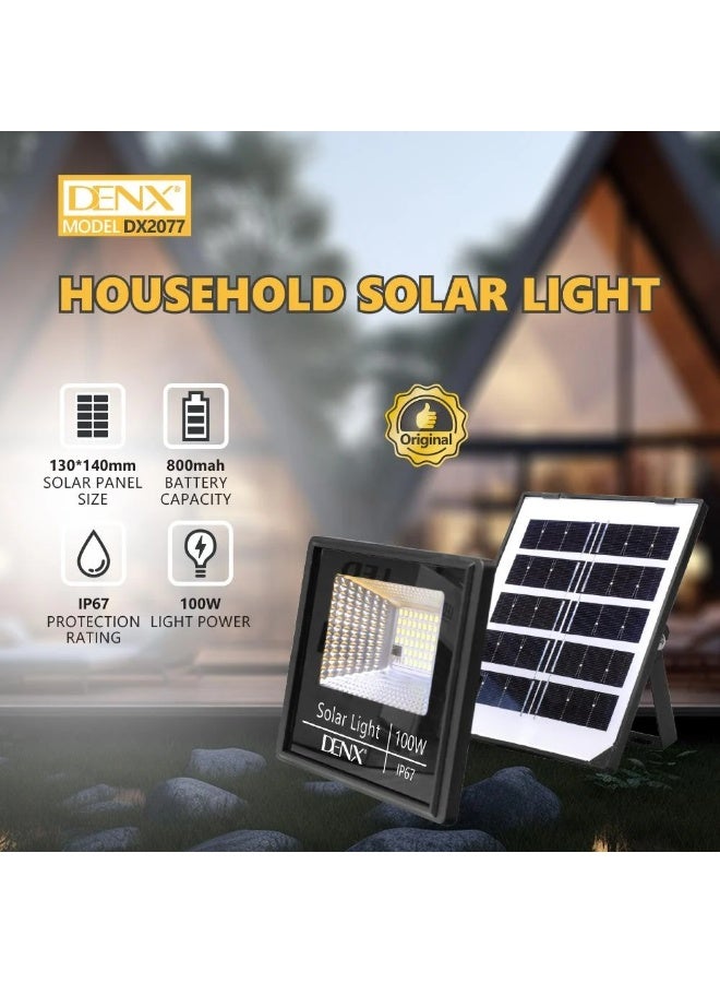 Denx 100W Solar Powered LED Flood Light with Remote Control Water and dust resistant - Image 3