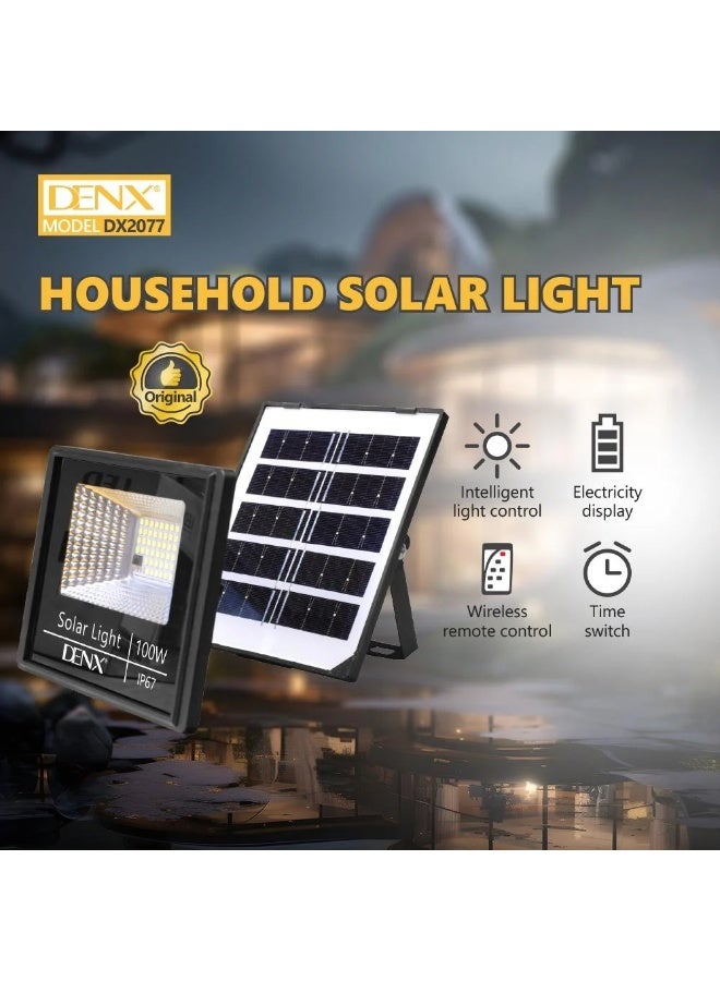 Denx 100W Solar Powered LED Flood Light with Remote Control Water and dust resistant - Image 4