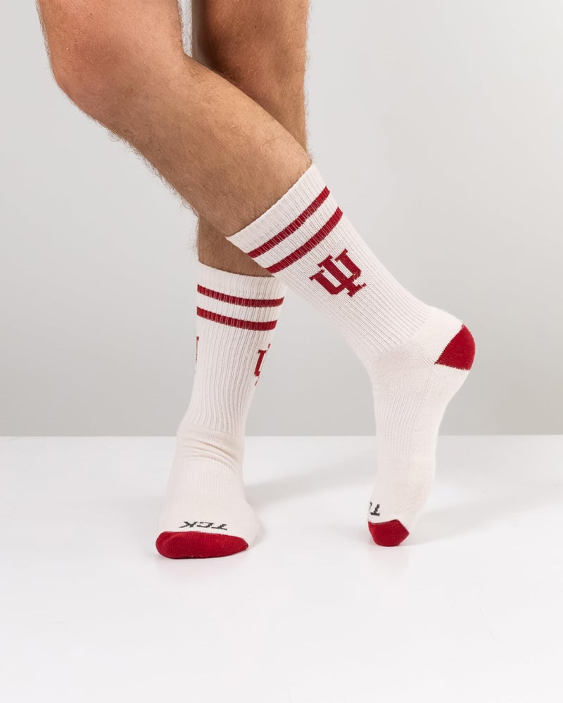TCK Indiana Hoosiers Socks Vintage Soft Cotton Sock with Stripes â€“ NCAA Licensed | Crimson & Cream Indiana University | College Fan Gameday Apparel for Men & Women | Men's & Women's (Large) - Image 2
