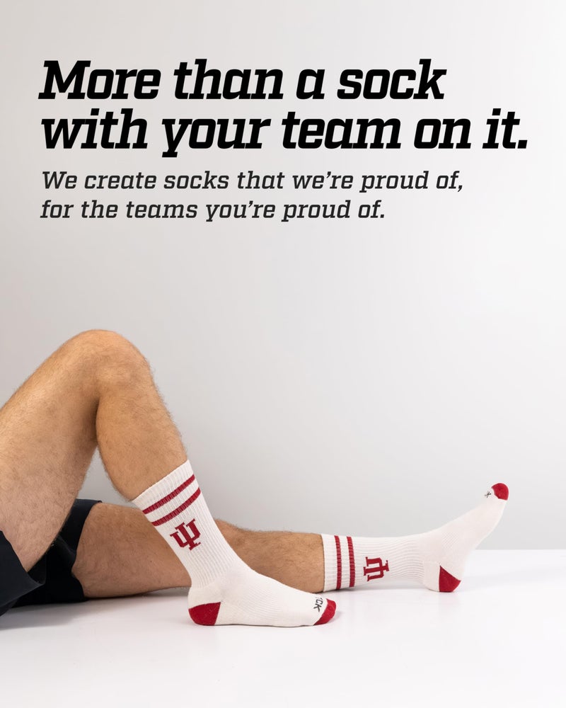 TCK Indiana Hoosiers Socks Vintage Soft Cotton Sock with Stripes â€“ NCAA Licensed | Crimson & Cream Indiana University | College Fan Gameday Apparel for Men & Women | Men's & Women's (Large) - Image 5