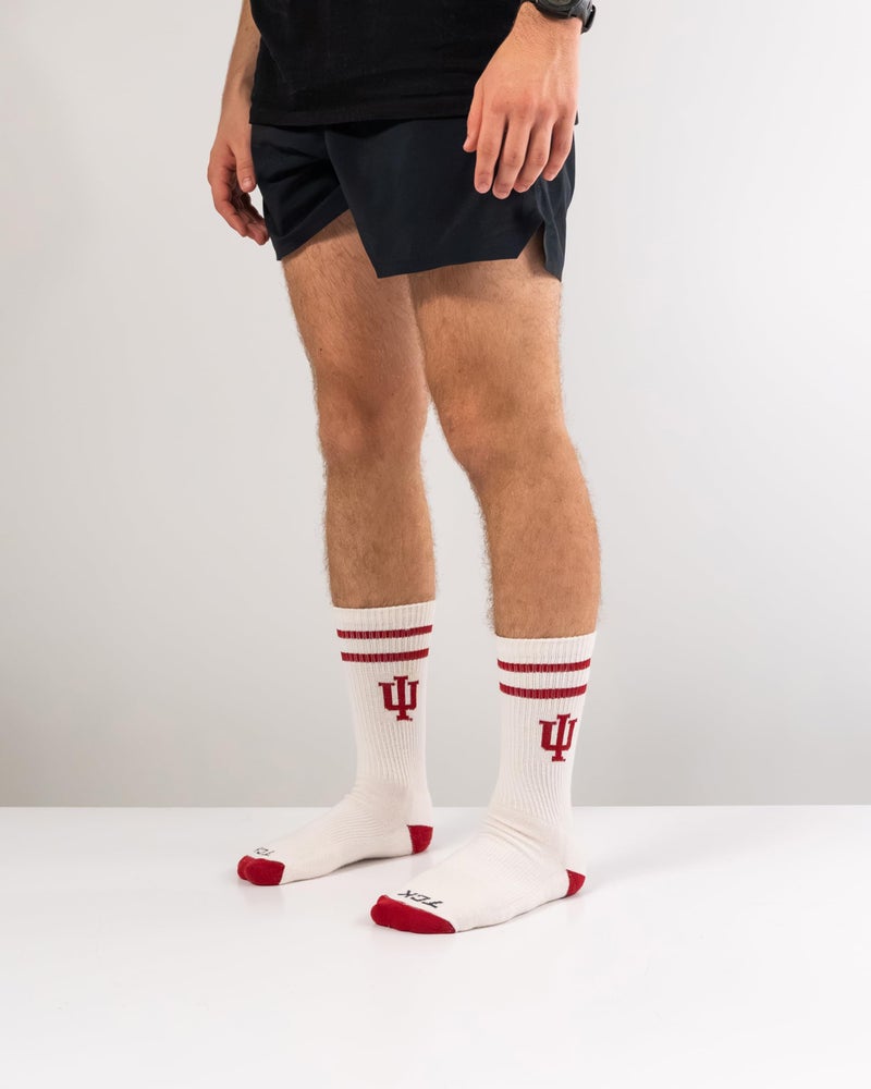 TCK Indiana Hoosiers Socks Vintage Soft Cotton Sock with Stripes â€“ NCAA Licensed | Crimson & Cream Indiana University | College Fan Gameday Apparel for Men & Women | Men's & Women's (Large) - Image 3