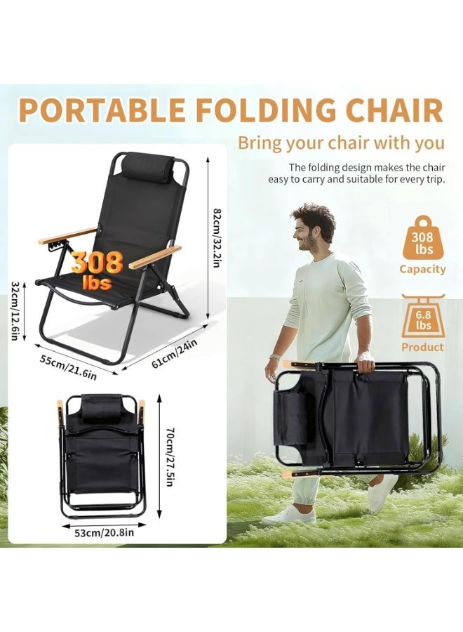 M.A&F's Beach Chairs Heavy Duty, Balcony Foldable Outdoor Chairs, Sun Lounge Chairs, Low Picnic Recliner Chair, Rocking Chair, Camping Accessories, Garden Furniture - Image 3