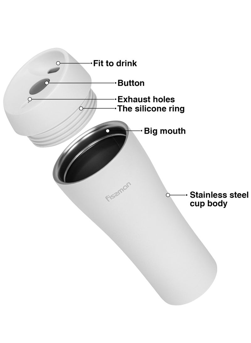 Fissman زجاجة معزولة بالفراغ 420 مل، زجاجة سفر من الفولاذ المقاوم للصدأ ذات جدار مزدوج مع غطاء محكم من السيليكون - Image 2