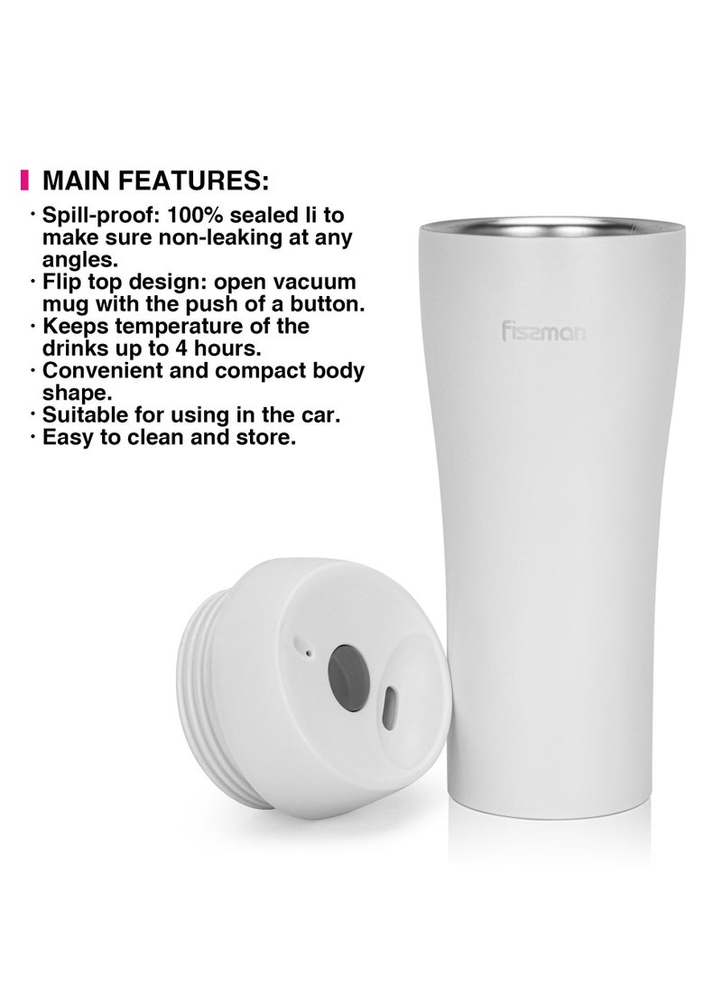 Fissman زجاجة معزولة بالفراغ 420 مل، زجاجة سفر من الفولاذ المقاوم للصدأ ذات جدار مزدوج مع غطاء محكم من السيليكون - Image 3