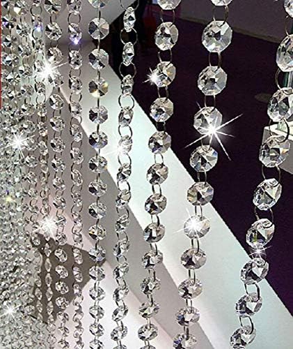 CRYSTA WORLD 30 Feet Transparent White K9 Octagonal Strings Bead Round Crystal Curtain (10 Strings) - Image 3