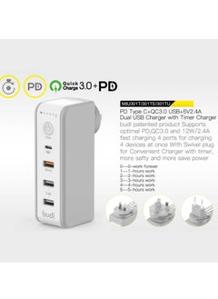 budi شاحن مؤقت PD Type C+QC3.0 شاحن USB مزدوج  - Image 4
