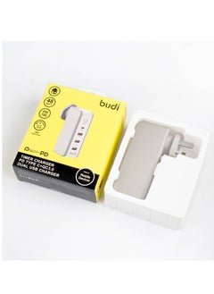 budi شاحن مؤقت PD Type C+QC3.0 شاحن USB مزدوج  - Image 3