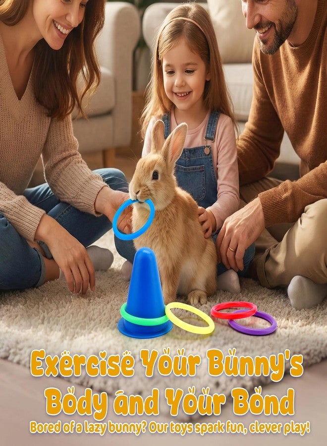 WALLFID 6-Piece Set,Bunny Toys for Rabbits Indoor,Rabbit Toys for Bunnies Boredom,Pet Enrichment Gear,Fun Activity Items,Rabbit Accessories,Suits Dutch Bunny Crossbreed Colourful Ring Set (Yellow) - Image 5