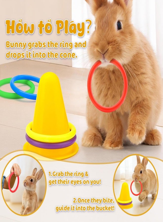 WALLFID 6-Piece Set,Bunny Toys for Rabbits Indoor,Rabbit Toys for Bunnies Boredom,Pet Enrichment Gear,Fun Activity Items,Rabbit Accessories,Suits Dutch Bunny Crossbreed Colourful Ring Set (Yellow) - Image 3
