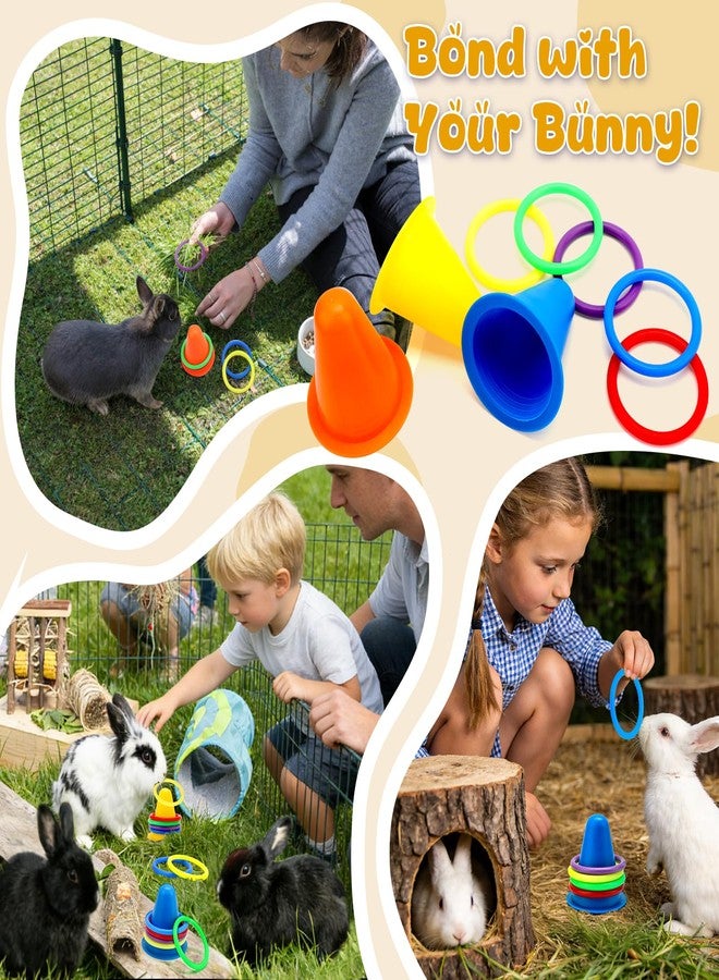 WALLFID 6-Piece Set,Bunny Toys for Rabbits Indoor,Rabbit Toys for Bunnies Boredom,Pet Enrichment Gear,Fun Activity Items,Rabbit Accessories,Suits Dutch Bunny Crossbreed Colourful Ring Set (Yellow) - Image 2
