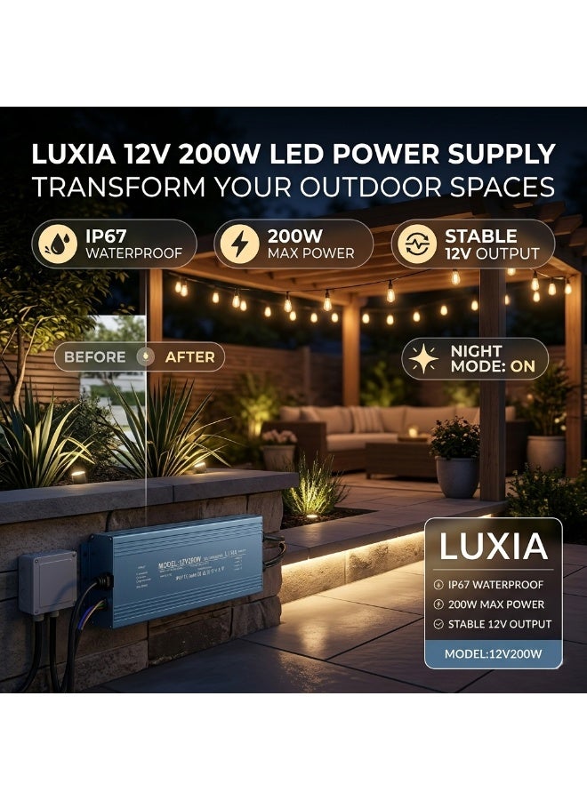 200W Slim Waterproof LED Transformer AC to 12V 5A Low Voltage, Dust-Proof Design for LED Strip Lights, Signage, and Indoor & Outdoor Applications - Image 2