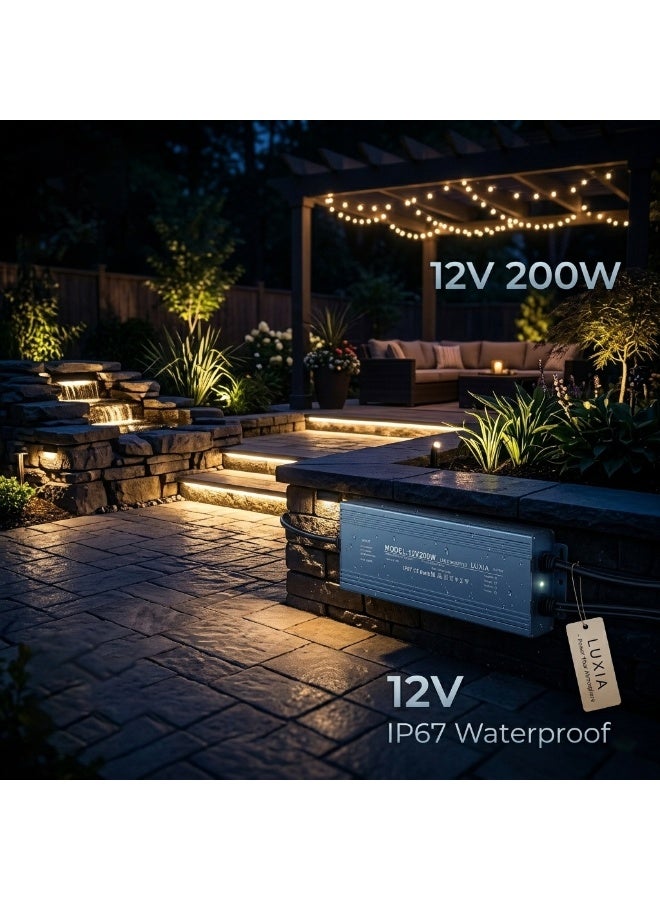 200W Slim Waterproof LED Transformer AC to 12V 5A Low Voltage, Dust-Proof Design for LED Strip Lights, Signage, and Indoor & Outdoor Applications - Image 3