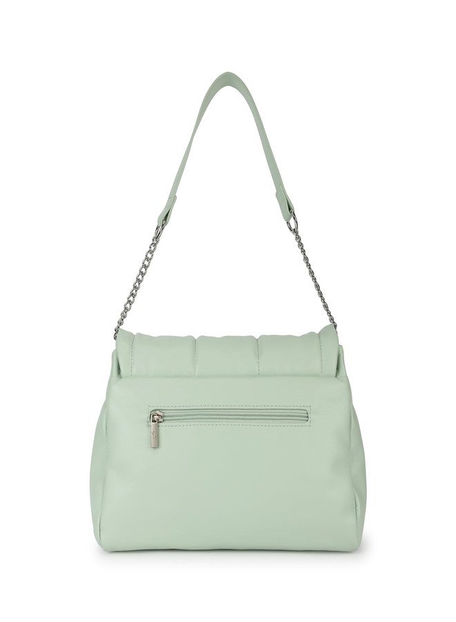 Fastrack Sleek Shoulder Bag for Women | Compact Faux Leather Handbag with Chain and Faux Leather Strap, Zipper Pocket and Quick-Access Compartment | Elegant Everyday Bag for Work, Travel and Outings - Image 5