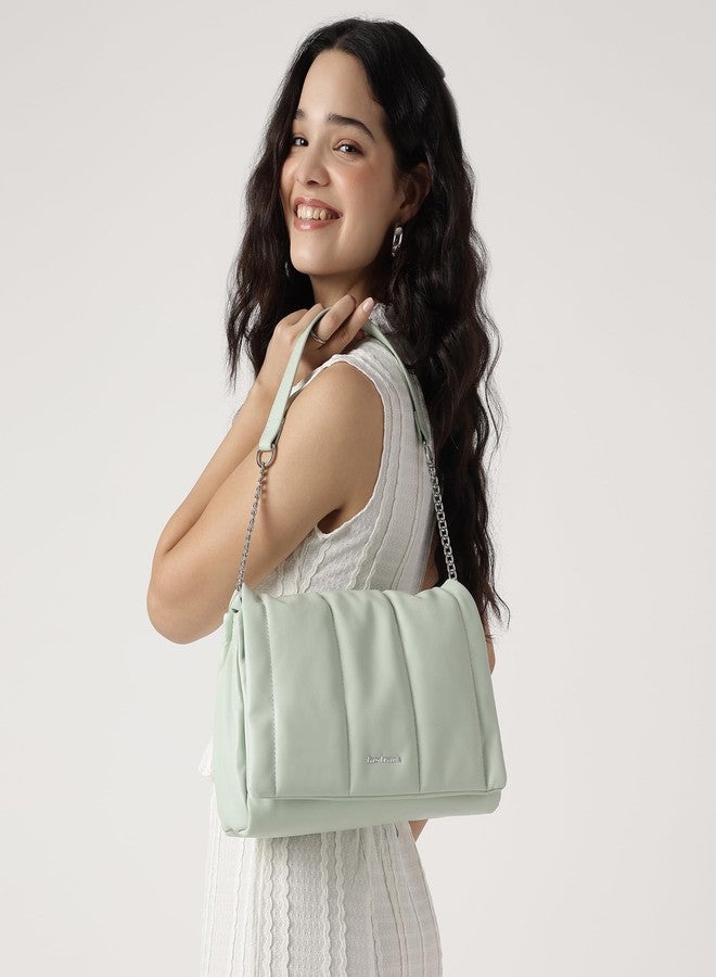 Fastrack Sleek Shoulder Bag for Women | Compact Faux Leather Handbag with Chain and Faux Leather Strap, Zipper Pocket and Quick-Access Compartment | Elegant Everyday Bag for Work, Travel and Outings - Image 2
