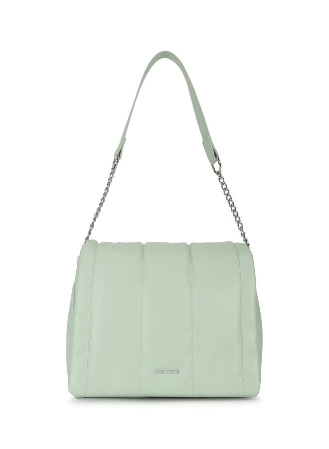 Fastrack Sleek Shoulder Bag for Women | Compact Faux Leather Handbag with Chain and Faux Leather Strap, Zipper Pocket and Quick-Access Compartment | Elegant Everyday Bag for Work, Travel and Outings - Image 1