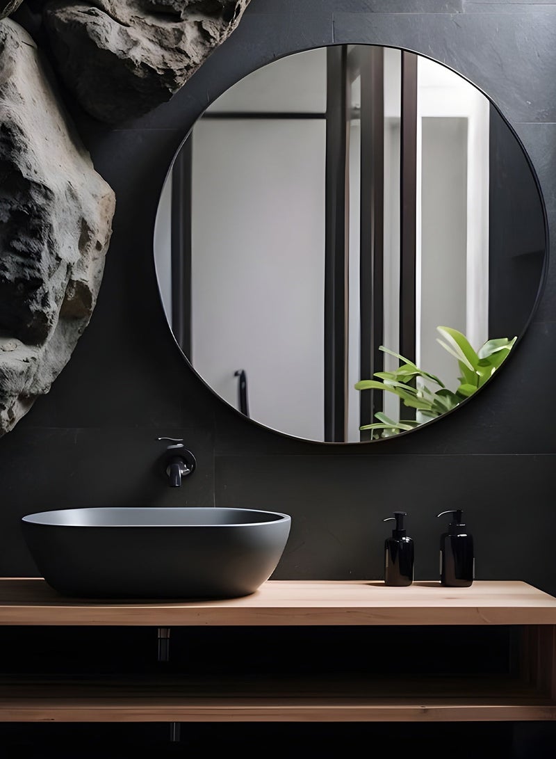 تايمي مرآة كبيرة جدا  بتصميم أنيق 100 سم - مرآة مكياج بإطار معدني أسود - تصميمها الرائع مناسب لغرفة الملابس وغرفة المعيشة وغرفة النوم والديكور - Image 5