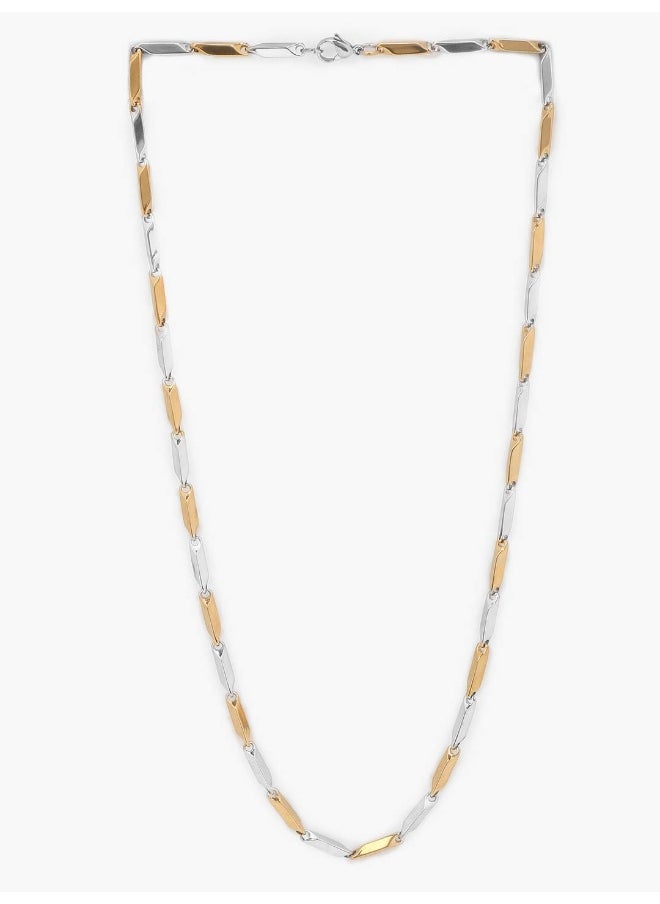YELLOW CHIMES Chain for Men and Boys Gold Chain Men Rice Neck Chain for Men Silver Gold Plated | Stainless Steel Chains for Men | Birthday Gift for Men & Boys Anniversary Gift for Husband 