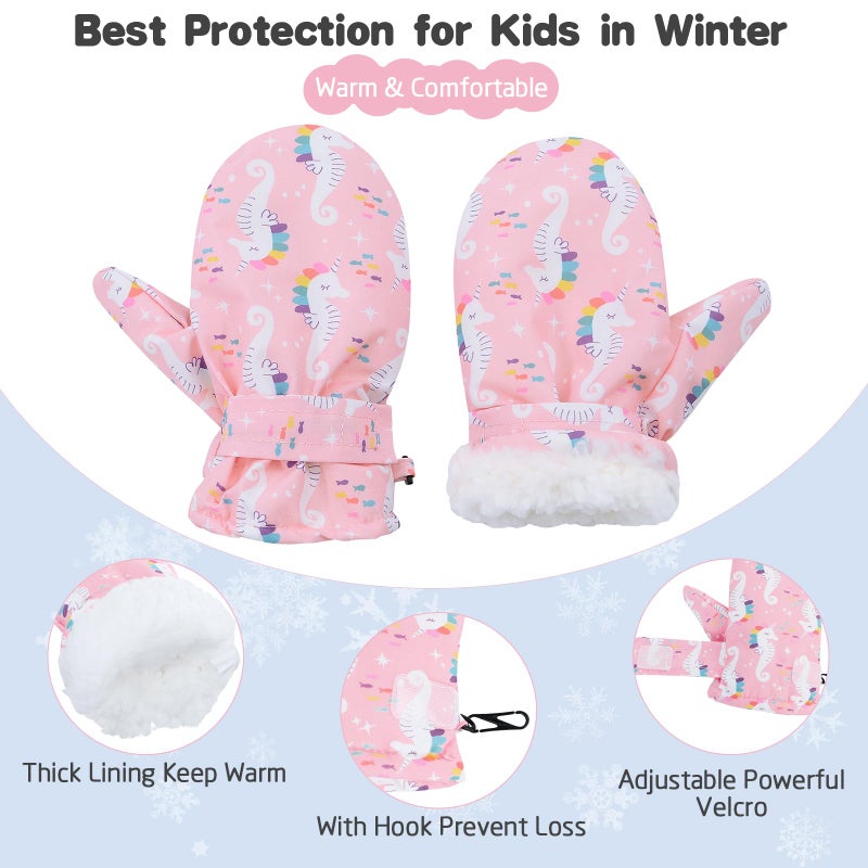 American Trends Lined Fleece Toddler Mittens Kids Winter Warm Gloves Waterproof Snow Baby Mitten Child Ski Gloves for Boys Girls Black L - Image 4