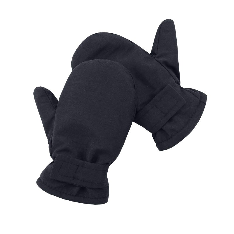 American Trends Lined Fleece Toddler Mittens Kids Winter Warm Gloves Waterproof Snow Baby Mitten Child Ski Gloves for Boys Girls Black L - Image 2