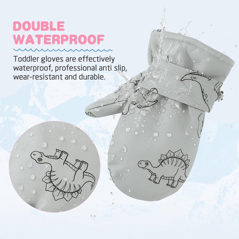 American Trends Lined Fleece Toddler Mittens Kids Winter Warm Gloves Waterproof Snow Baby Mitten Child Ski Gloves for Boys Girls Black L - Image 5