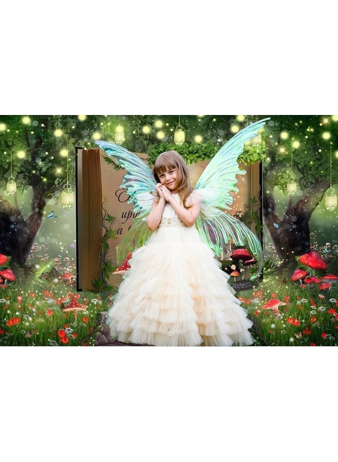 Renaiss 7x5ft Enchanted Forest Backdrop Fantasy Mushroom Fairy Tale Books Magic Castle Green Tree Pathway Wonderland Photography Background for Newborn Baby Shower Decor Photo Booth Props - Image 2
