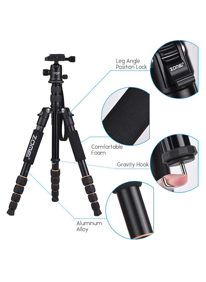 Zomei - ZOMEI Q666 59inch Compact Travel Portable Aluminum Alloy Camera Tripod Monopod with Ball Head/ Quick Release Plate/ Carry Bag for DSLR Camera - Image 1