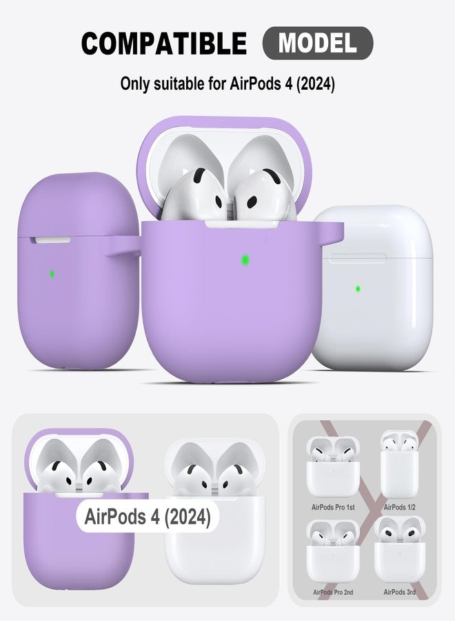 R-fun غطاء حماية R-fun لسماعات AirPods من الجيل الرابع مع طقم تنظيف، غطاء سيليكون ناعم مع سلسلة مفاتيح، غطاء حماية كامل للرجال والنساء، متوافق مع أحدث سماعات Apple AirPods 4 لعام 2024، لون بنفسجي موز - Image 4