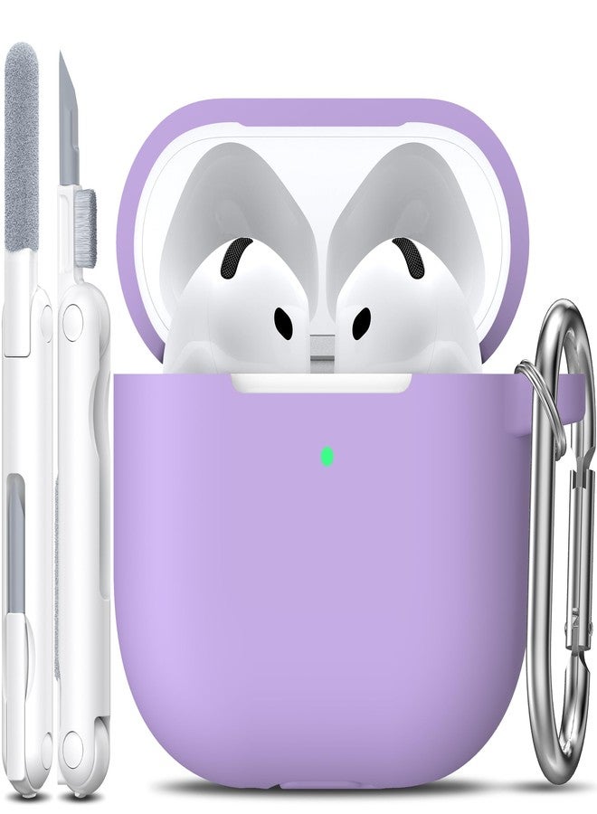 R-fun غطاء حماية R-fun لسماعات AirPods من الجيل الرابع مع طقم تنظيف، غطاء سيليكون ناعم مع سلسلة مفاتيح، غطاء حماية كامل للرجال والنساء، متوافق مع أحدث سماعات Apple AirPods 4 لعام 2024، لون بنفسجي موز - Image 1