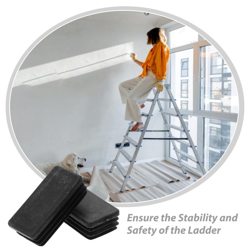 Non Slip Black Iron Ladder Feet Covers 2Pcs 2x4cm Tube Caps Home Replacement - Image 4