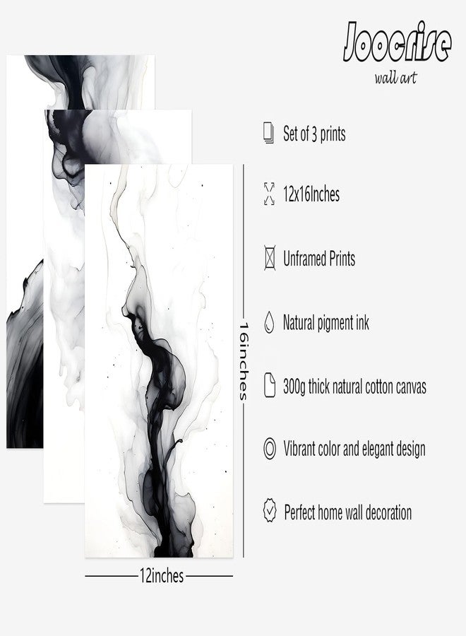 Joocrise Black White Abstract Wall Art Decor Gray Modern Wall Art Minimalist Canvas Painting Black White Grey Pictures Poster Abstract Prints Artwork for Living Room Bedroom 12x16 Set of 3 Inch Unframed - Image 2