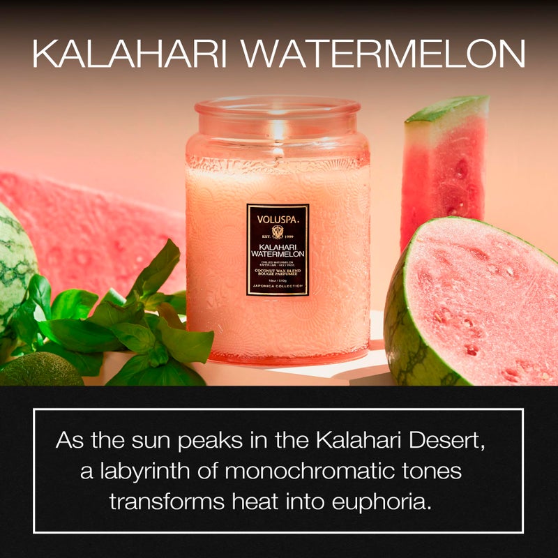 Voluspa Kalahari Watermelon, Large Candle Jar, 18 oz, 100 Hour Burn Time, Coconut Wax for Clean Burning, Handcrafted in the USA - Image 2