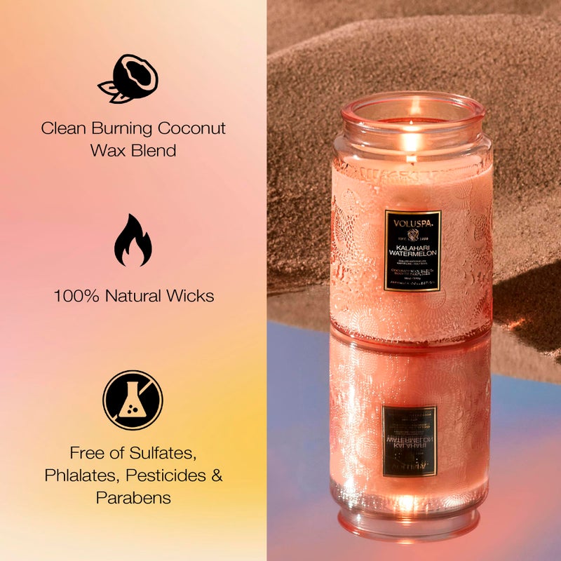 Voluspa Kalahari Watermelon, Large Candle Jar, 18 oz, 100 Hour Burn Time, Coconut Wax for Clean Burning, Handcrafted in the USA - Image 5