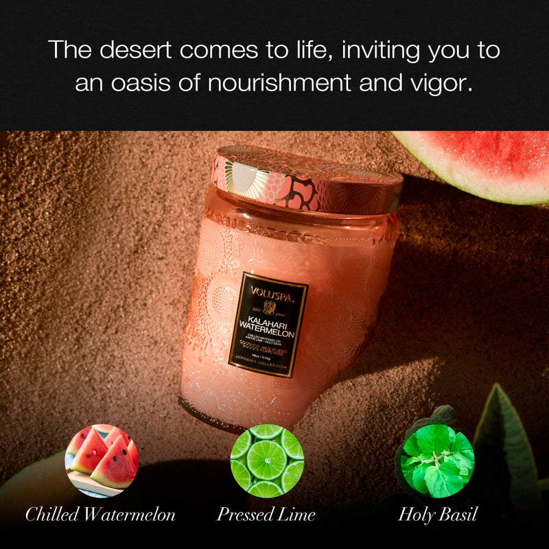 Voluspa Kalahari Watermelon, Large Candle Jar, 18 oz, 100 Hour Burn Time, Coconut Wax for Clean Burning, Handcrafted in the USA - Image 3