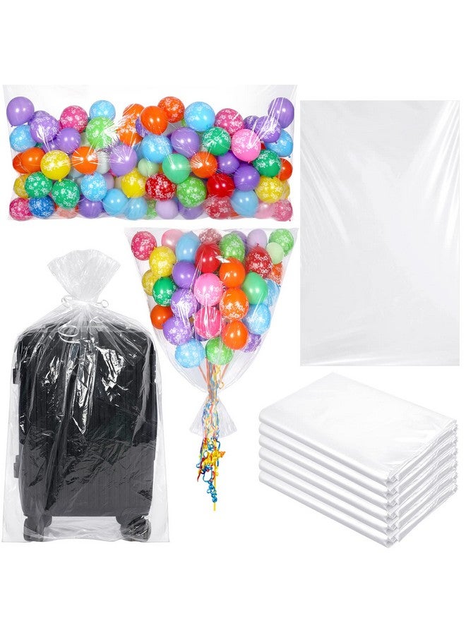 Sherr 6 قطع أكياس نقل البالونات، 98.4 × 59.1 بوصة أكياس تخزين عملاقة شفافة كبيرة لنقل البالونات لمستلزمات حفلات عيد الميلاد والزفاف وكشف الجنس وحفلات التخرج - Image 1