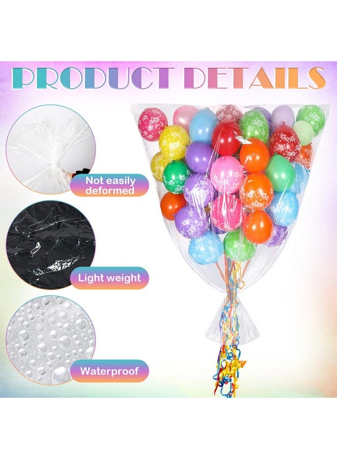 Sherr 6 قطع أكياس نقل البالونات، 98.4 × 59.1 بوصة أكياس تخزين عملاقة شفافة كبيرة لنقل البالونات لمستلزمات حفلات عيد الميلاد والزفاف وكشف الجنس وحفلات التخرج - Image 3
