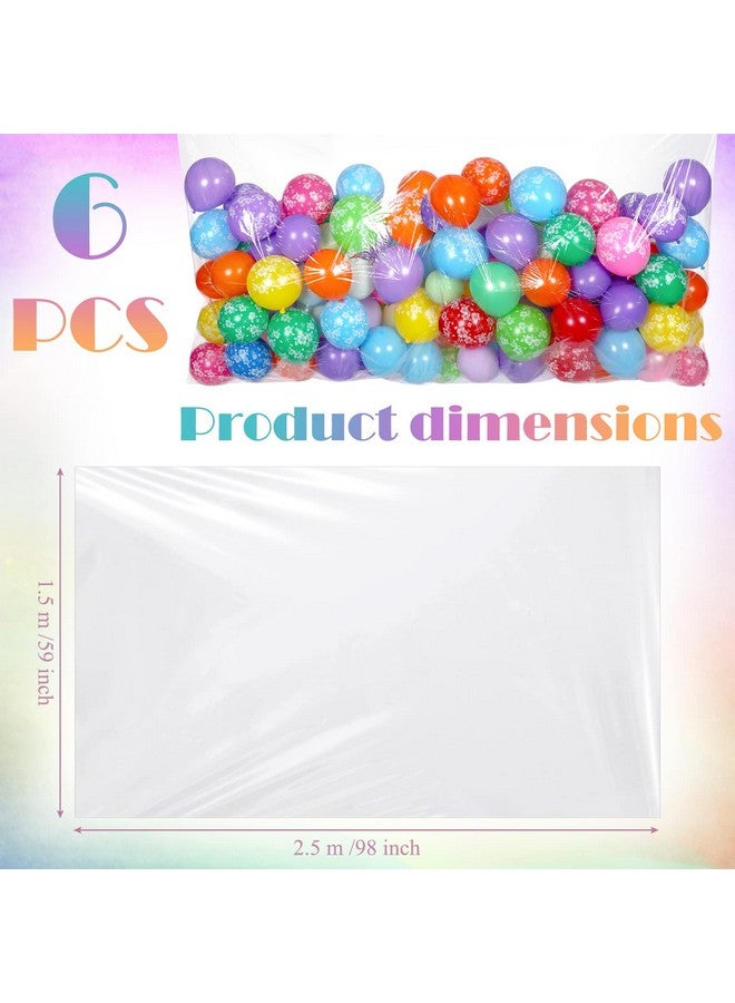 Sherr 6 قطع أكياس نقل البالونات، 98.4 × 59.1 بوصة أكياس تخزين عملاقة شفافة كبيرة لنقل البالونات لمستلزمات حفلات عيد الميلاد والزفاف وكشف الجنس وحفلات التخرج - Image 2