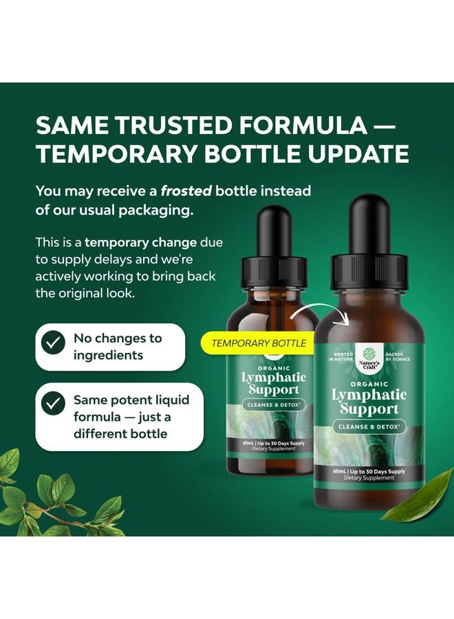 Natures Craft Certified Organic Lymphatic Drainage Drops - Herbal Lymphatic Cleanse and Immune Support Supplement with Echinacea Goldenseal & Red Clover Extract - Vegan Non GMO Alcohol and Sugar Free - 30 Servings - Image 3