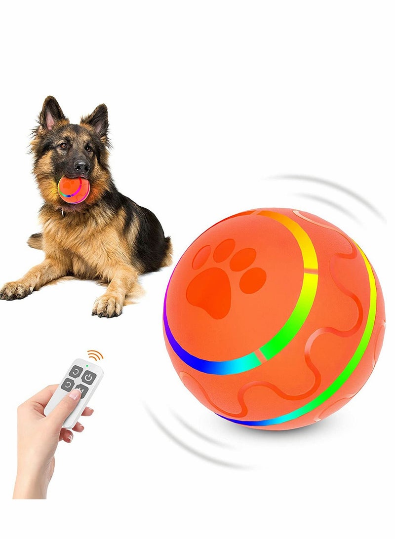 Excefore Dog Balls Toys Remote Control Dog Balls Interactive Dog Balls Toys Active Rolling Ball for Dogs Orange Light-Up Dog Ball USB Rechargeable Aggressive Chewers Toy - Image 1