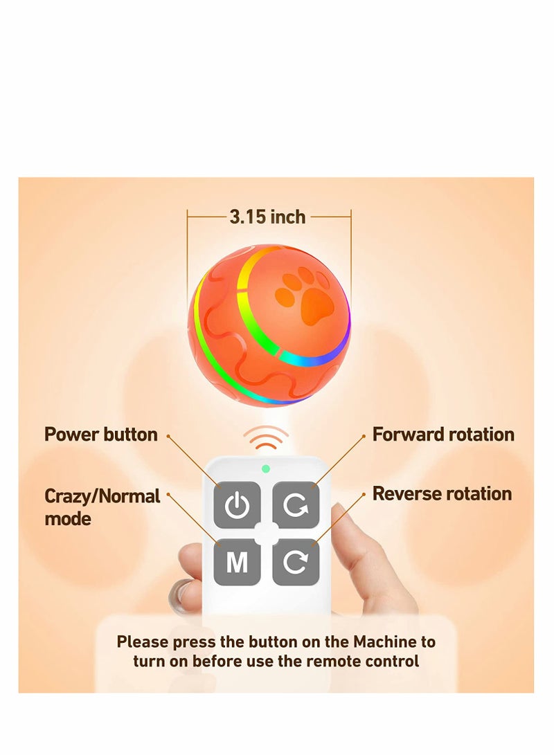 Excefore Dog Balls Toys Remote Control Dog Balls Interactive Dog Balls Toys Active Rolling Ball for Dogs Orange Light-Up Dog Ball USB Rechargeable Aggressive Chewers Toy - Image 2