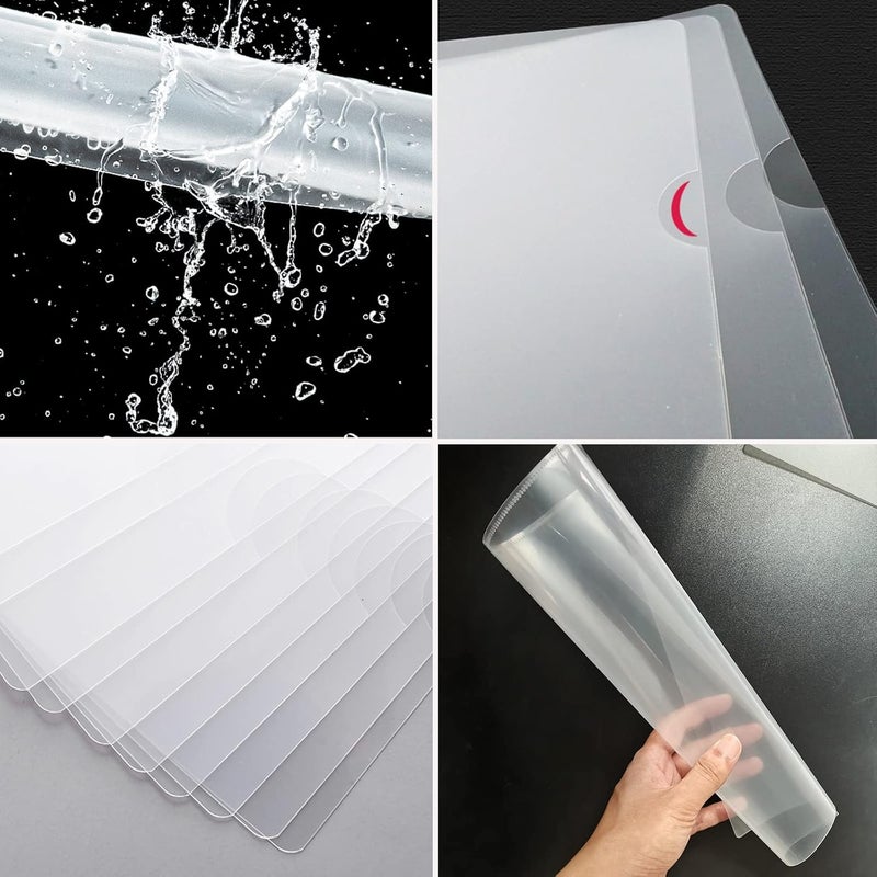 100 Pack Document Clear Plastic Folder Copy Safe Project Pocket LType US Letter Size A4 Paper Sleeves Folders in Transparent with 30 Pieces Index Tabs - Image 3