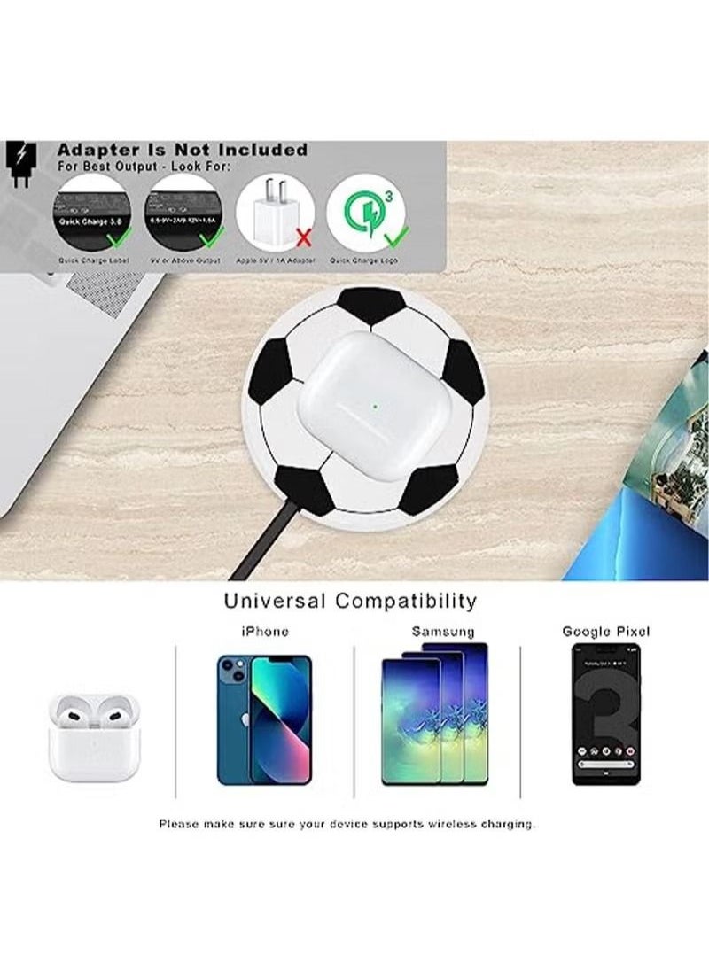 Generic - Wireless Car Charger Pad POLMXS 15W Football Wireless Charger for Car Non Slip Qi Wireless Phone Charger Wireless Charging Pad for iPhone 14 13 12 11 Pro Max Mini Samsung S22/S21 - Image 1