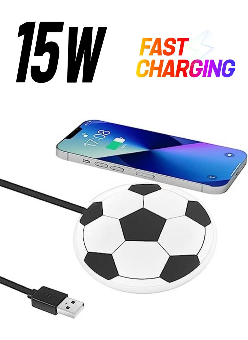 Generic - Wireless Car Charger Pad POLMXS 15W Football Wireless Charger for Car Non Slip Qi Wireless Phone Charger Wireless Charging Pad for iPhone 14 13 12 11 Pro Max Mini Samsung S22/S21 - Image 1