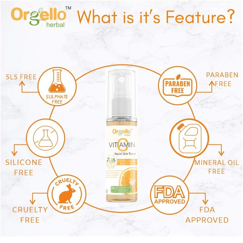 Orgello Herbal Skin Care Combo Of Vitamin C Facial Skin Toner 100 ml Lemon and Honey Face Wash 100 ml Strawberry Scrub 60g Pack Of 3 - Image 2