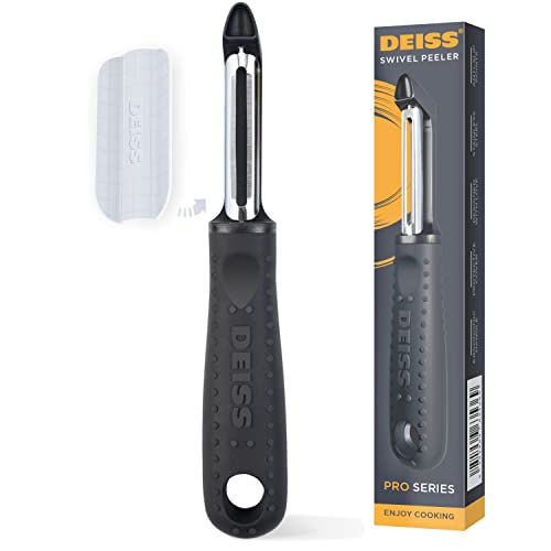 Deiss PRO Swivel Vegetable Peeler - Sharp Stainless Steel Peeler With Easy Non-Slip Hand Grip, Potato Peelers For Kitchen, Fruit, Carrot, Apple, Veggie, Kiwi, Durable, And Dishwasher Safe (BLACK) - Image 1