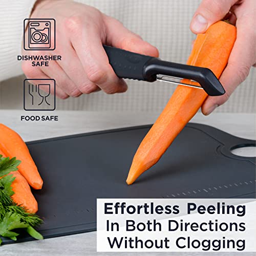 Deiss PRO Swivel Vegetable Peeler - Sharp Stainless Steel Peeler With Easy Non-Slip Hand Grip, Potato Peelers For Kitchen, Fruit, Carrot, Apple, Veggie, Kiwi, Durable, And Dishwasher Safe (BLACK) - Image 4