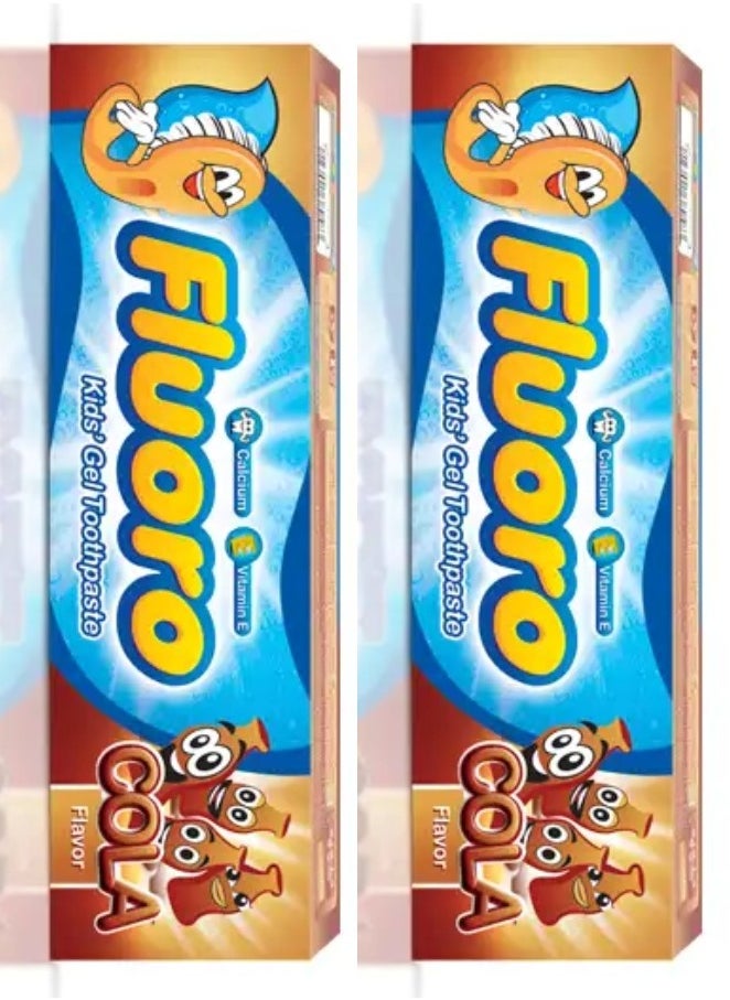 Fluoro Two Pieces Of Kids Toothpaste With Cola Gum Flavour 50x2 g  - Image 1